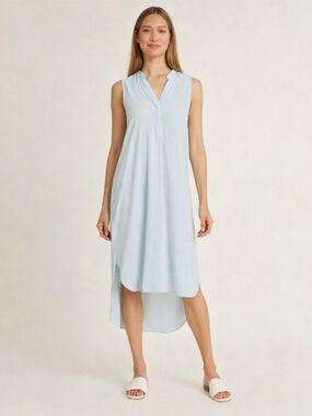 CAbi Size L Pale Blue Sleeveless V-Neck High-Low Dress